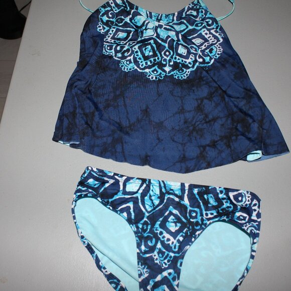 Blue 2 Pcs Justice Tankini Swimsuit Size 8 - Picture 1 of 10